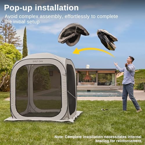 East Oak Screen House Tent Pop-Up, Portable Screen Room Canopy Instant Screen Tent 4 x 4 FT with Carry Bag for Patio, Backyard, Deck & Outdoor Activities, Beige - Image 2