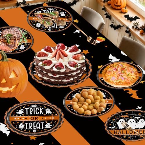 50 Pcs Halloween Paper Plates Set - Large Disposable Ghost Oval Dinner Dessert Plates, Cute Halloween Printed Paper Plates Tableware for Happy Halloween Party Decorations Supplies Table Decor - Image 5