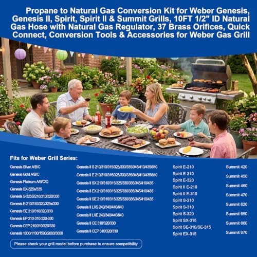 Propane to Natural Gas Conversion Kit for Weber Grill, Complete NG Conversion Kit for Weber Genesis, Genesis II,Spirit,Spirit II & Summit Grills,10FT Hose,Regulator,Orifices,Quick Connect,Tools,Manual - Image 4