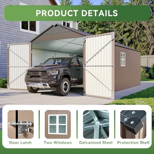 Aoxun 12x20x9.3FT Metal Storage Shed Outdoor Large Garage Shed Garden Tool - Image 6