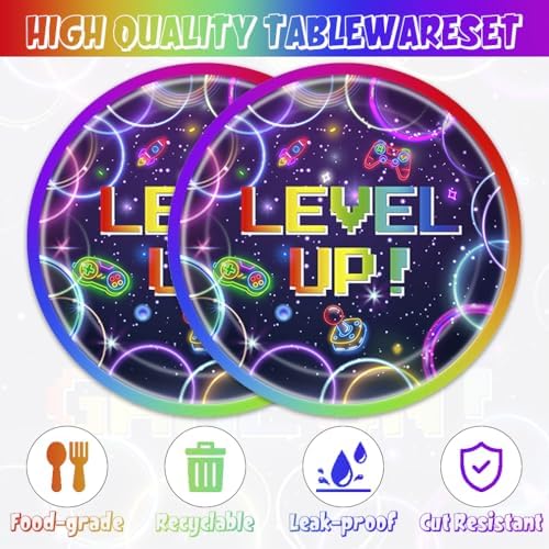 40pcs Video Game Party Supplies Video Game Plates and Napkins for Kids Boys Girls Neon Video Game On Birthday Party Favors Supplies - Image 4