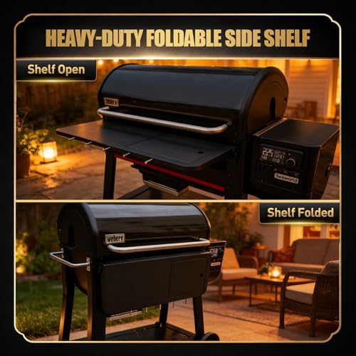 QuliMetal Folding Front Shelf for Weber Searwood XL 600/Smoque XL - Image 4