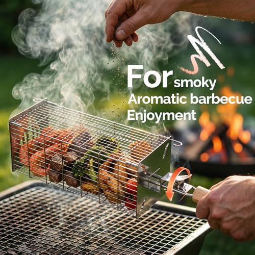 TNTOR Square Grill Basket, Larger 304 Stainless Steel Nesting Grilling Net, Removable Handle, BBQ Grilling Accessories Tools for Veg Shrimp, Outdoor Cooking Camping grilling gifts for men Dad Husband - Image 6