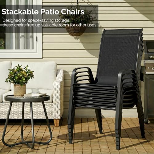 MAMIZO 7 Pieces Patio Dining Set for 6, Glass Table and Textilene Chairs - Image 6