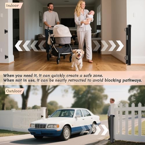 Miumoon 150 inch Reinforced Retractable Baby Gates 34 inch Tall - Image 5
