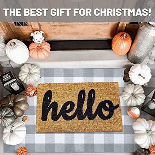 IOHOUZE 3x5 Buffalo Plaid Outdoor Rug, Washable Front Porch, Grey White - Image 2