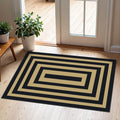 Front Door Mat Indoor Outside Entrance, 2x3 Black Tan Striped Rug by Othilic