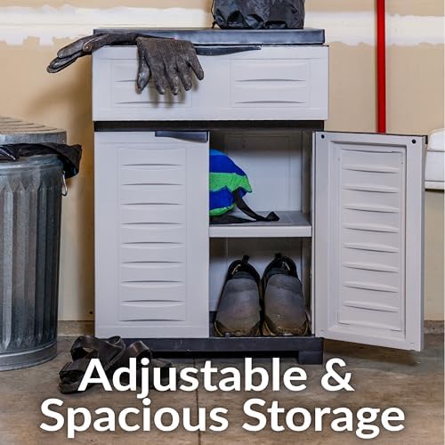 Sunnydaze 34.5" Garage Storage Cabinet with Adjustable Shelf, Gray - Image 4