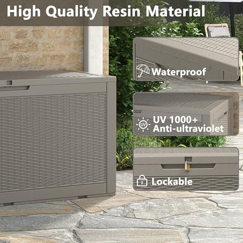 KAMABOKO Outdoor Storage Box, 130 Gallon Deck Box Outdoor Waterproof - Image 4