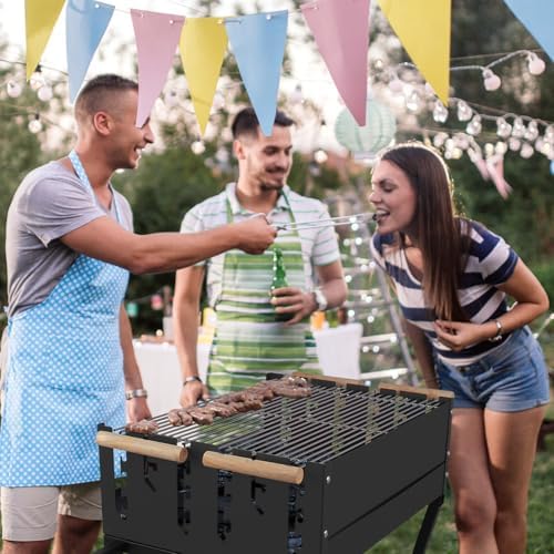 Portable Charcoal Grill, Skewer Charcoal Grill with wheels for Outdoor Cooking Camping Garden - Image 7