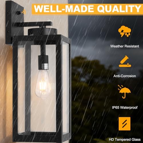 20" Black Dusk to Dawn Outdoor Wall Lantern with Closed Bottom, Coach Light - Image 5