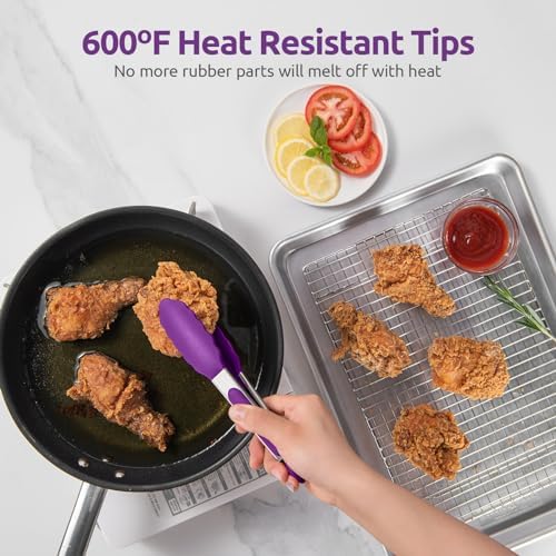 U-Taste Kitchen Tong for Cooking, 600ºF Heat-Resistant Silicone, 7in/Purple - Image 3