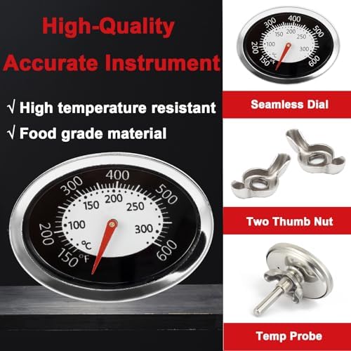 DELSbbq 60070 Grill Lid Thermometer for Weber Q120 Q220 Q1200 Q2200 Grills - Image 3