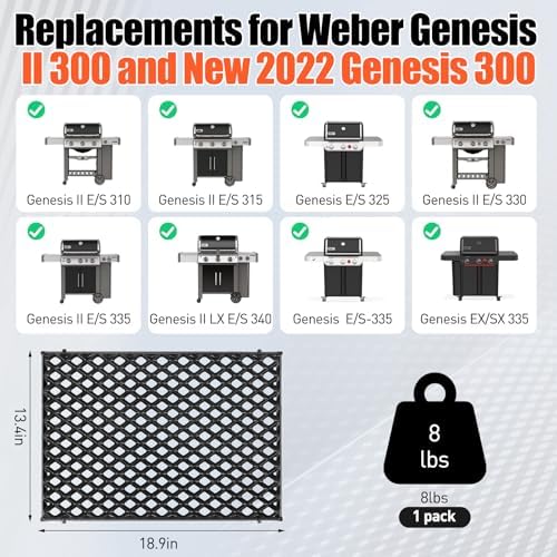 18.75" Dual Sided Diamond Sear Grill Grates for Weber Genesis II/LX 300 Ser - Image 2