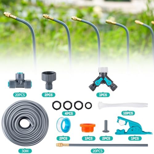 98FT Drip Irrigation System 1/4", 360° Adjustable Misting Kit for Outdoor - Image 2