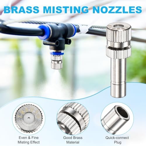M METERXITY 20-Pack Brass Misting Nozzles, 0.031"/0.8mm Orifice Mister Replacement Heads for Outdoor Cooling System/Landscaping/Humidification/Greenhouse, 6mm Low-Pressure Fog Sprayer Nozzle - Image 2