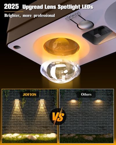 JOFIOS Solar Fence Lights 8 Pack Brown, 50 Lumens Outdoor Fence Lights Solar Powered with 12 Modes RGB Color Glow, LED Deck Lighting Outdoor Waterproof IP65, Backyard, Deck, Porch, Railing, Pool, Wall - Image 3