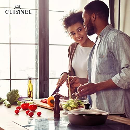 Cuisinel Cast Iron Skillet with Lid - 12"-Inch Frying Pan + Glass Cover + Silicone Handle Holder - PFAS and PFOA-free Pre-Seasoned Oven Safe Cookware - Indoor/Outdoor Use - Grill, BBQ, Fire, Stovetop - Image 6