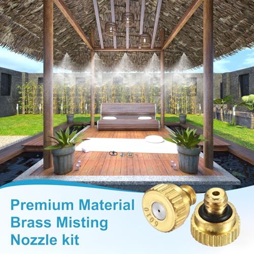 M METERXITY 20-Pack Brass Misting Nozzles, 0.024inch/0.6mm Orifice Heavy Duty 10/24 UNC Screw Thread Misting Nozzle Plug for Outdoor Spray Cooling System/Patio Mist System/Dust Control - Image 5