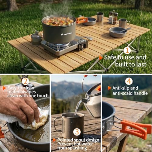 18-Piece Large Capacity Camping Cookware Set Aluminum Mess Kit - Image 5
