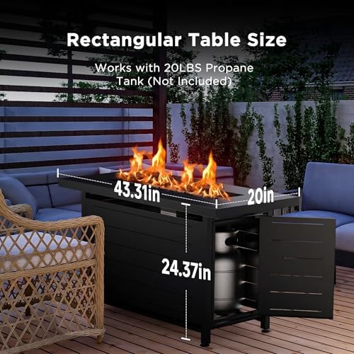 Ciays 42-Inch Propane Fire Pit – 60,000 BTU Steel Gas Fire Pit Table for Outside, Steel Lid & Lava Rock, 2 in 1 Fire Table, Adds Warmth to Gatherings & Parties on Patio, Deck, Garden & Backyard, Black - Image 6