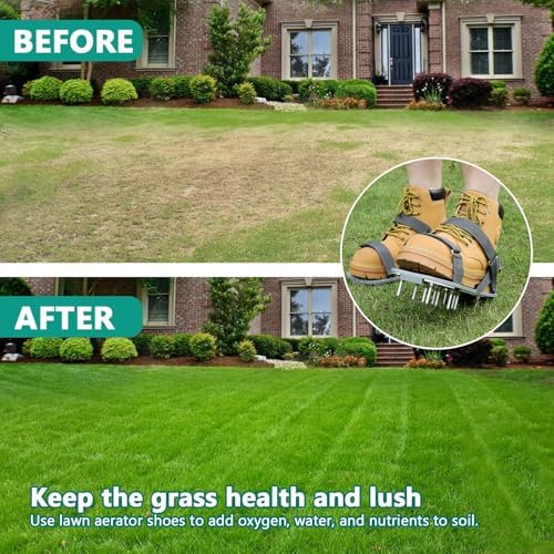 Lawn Aerator Shoes for Grass - Pre-Assembled Grass Aerator Shoes for Lawn - Soil Yard Aerator Tool for Aerating Patio Garden, Gray, Medium Size - Image 7