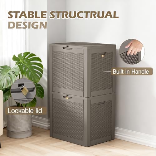 Outdoor Storage Waterproof Deck Box for Patio (35 Gallon, Grey) - Image 6