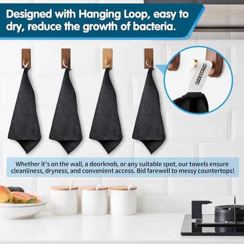 FIXSMITH Black Microfiber Cleaning Cloth -Pack of 8, Highly Absorbent Cleaning Rags, 16"X12" All Purpose Cleaning Towels for Housekeeping, Kitchen, Car, Lint Free and Reusable Microfiber Towels - Image 3