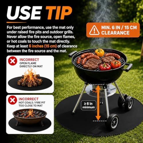 48inch Fire Pit Mat, Round Under Grill Blanket for Outdoor Grill, Fireproof Mat, Oil Proof Waterproof Under Floor BBQ Accessories Protector for Solo Stove Accessories - Image 4