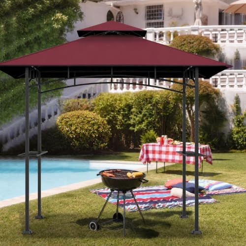 5' x 8' Grill Gazebo Replacement Top, Burgundy Canopy Top Cover Only - Image 5