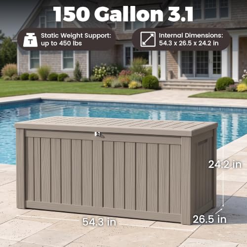 Outdoor Storage Box,150 Gallon Waterproof Deck Box [Upgraded 3.0] - Image 2
