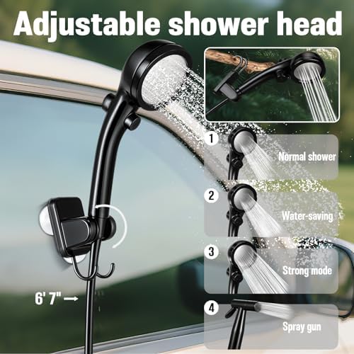 Portable Shower for Camping, 6000mAh Rechargeable Camp Shower Pump with Large Capacity Foldable Bucket, Filtered Shower Head, Outdoor Camping Shower Kit for Travel, Pet Bath, Car Washing - Image 6