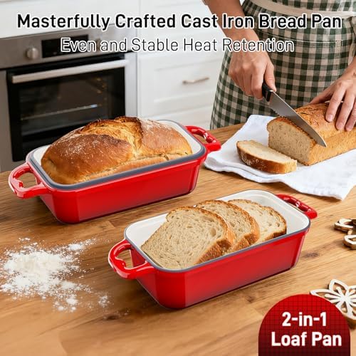 Enameled Cast Iron Dutch Oven for Sourdough Bread Baking-Red - Image 7