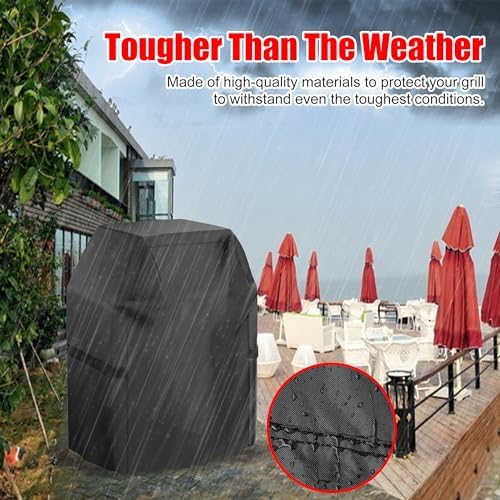 Grill Cover, 32 inch Small Gas Grill Cover for Outdoor Grill, Waterproof, Weather Resistant, UV & Fade Resistant, BBQ Grill Cover with Hook and Loop Straps, Black - Image 5