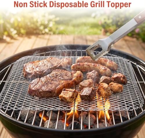 20Pcs Disposable Grill Topper 16x12In Non-stick Aluminum Mesh BBQ Grill Mat - Image 5