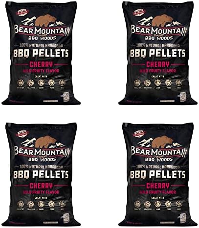 Bear Mountain BBQ FK13 Premium All-Natural Hardwood Mild and Fruity Cherry BBQ Smoker Pellets for Outdoor Grilling, 20 Pounds (4 Pack) by BearMountainBBQ