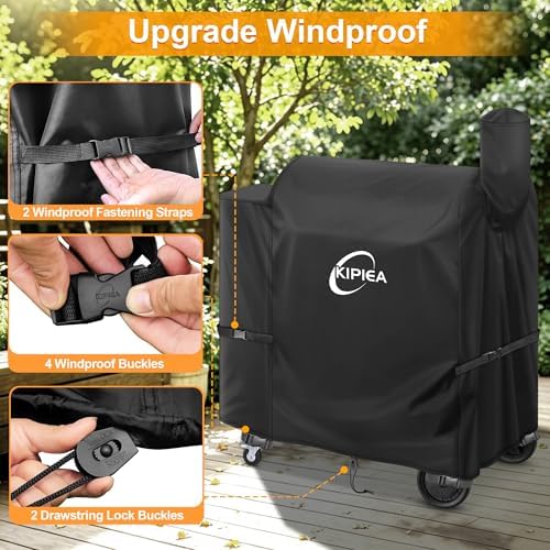 Kipiea 600D Pellet Grill Cover for Z Grills 700 Series & 10502B, Heavy Duty Waterproof BBQ Smoker Cover for All-Weather Outdoor Storage Protection, Windproof, UV Resistant, Tear & Fade Resistant - Image 4