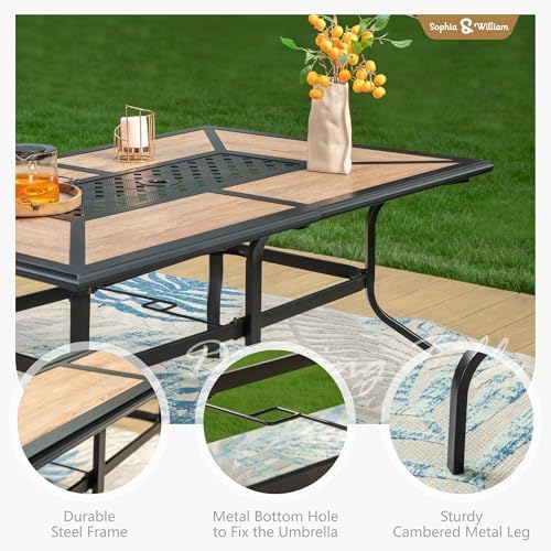 Sophia & William Outdoor Dining Set for 6 w/Wood-Look Table & Brown Chairs - Image 5