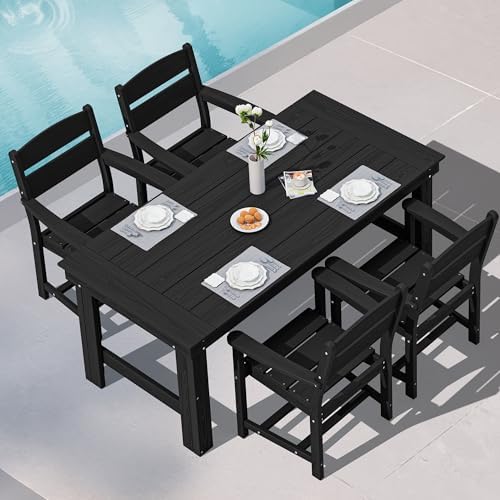 SERWALL HDPE Outdoor Dining Table and Chairs Set for 4 by SERWALL