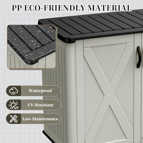 Patiowell Resin Outdoor Storage Cabinet, 26 Cu.ft Horizontal Storage Shed - Image 4