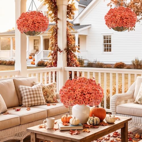 Powbrace 60 Pack Artificial Fall Flowers Mums for Outdoor Indoor (Orange) - Image 5