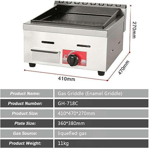 Gas Griddle LPG Commercial Stainless Steel Heavy Duty Restaurant Outdoor Tabletop Griddle Gas Baking Plate Burger Grill Burners for Camping, Tailgating, Kitchen-BBQ Grill with Knobs & Ignition - Image 3