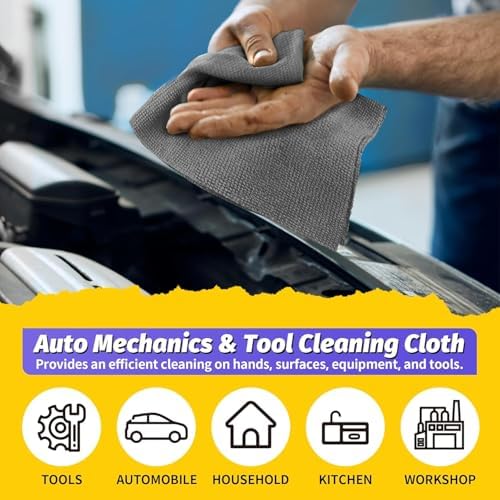 Microfiber Cleaning Cloth, 200 Pack Grey Cleaning Rags Microfiber Towel Bulk Absorbent Lint-Free Wash Cloths, All-Purpose Towels for Cars, Shop, Automotive, Garage, Home & Kitchen - Image 5