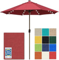 EliteShade USA 10-Year-Non-Fading 10ft Market Patio Umbrella, Commercial Grade Table Sun Umbrella with 80 Solar LED Lights, Crank Open, Windproof & UPF 50+ UV Protection for Garden, Deck, Pool, Backyard, No Tilt, Burgundy by EliteShade