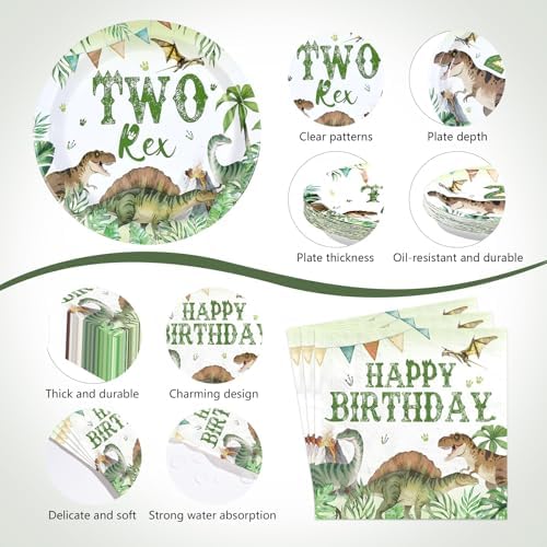 170Pcs Dinosaur 2nd Birthday Party Decorations for Boy, Serve 24 - Image 3