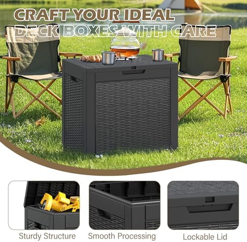 Outdoor Storage Waterproof Deck Box for Patio (32 Gallon, Black) - Image 3