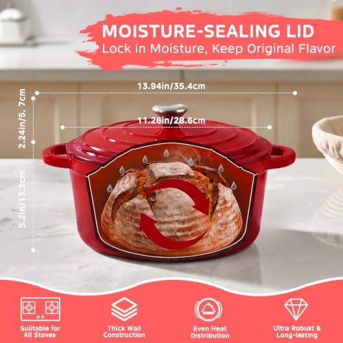Sourdough Starter Kit with Enamel Cast Iron Pot 6.5 QT for Bread Baking - Image 4
