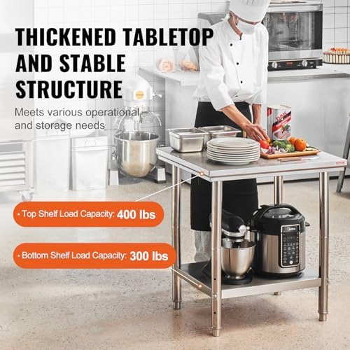 Mophorn Commercial Worktable & Workstation 24 x 30 x 32 Inch Stainless Steel Work Table Heavy Duty Commercial Food Prep Work Table for Home, Kitchen, Restaurant Metal Prep Table with Adjustable Feet - Image 3