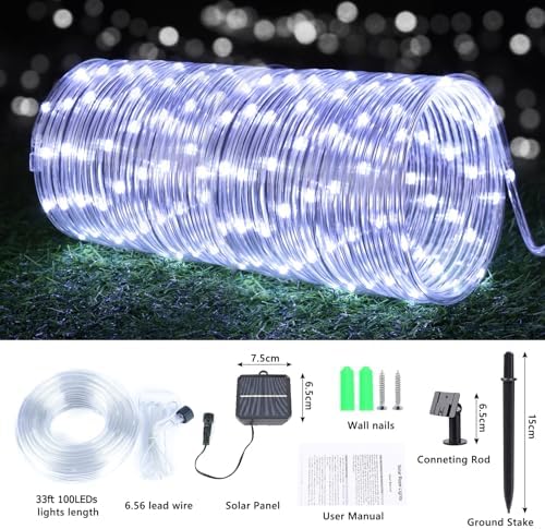 Solar Rope Lights, 2 Pack Total 66ft 200LED Solar String Lights, 8 Modes - Image 4