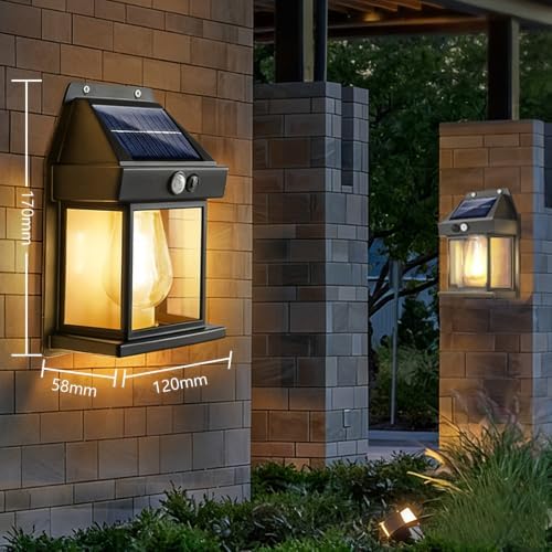 2 Pack Solar Porch Lights, Solar Wall Lights Outdoor Motion Sensor, Dusk to Dawn Solar Lights Waterproof 3 Modes for Patio Door Garage Fence Yard Garden (2, Black) - Image 3